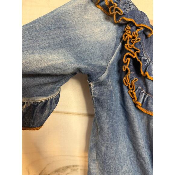 Noble U Denim Off the Shoulder Cowgirl Country Top Size LG - Picture 6 of 8